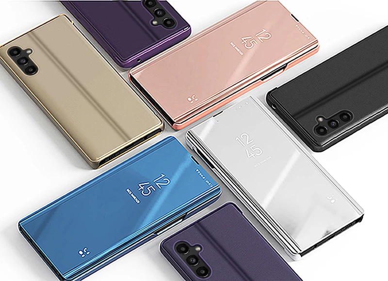 Mbështjellës Hurtel Clear View Case për Samsung Galaxy A14, i zi