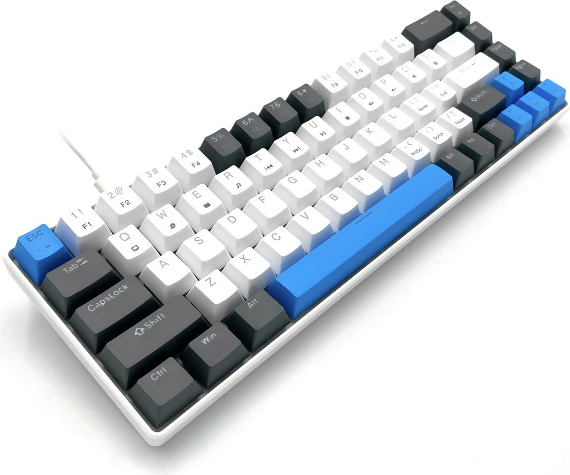 Tastierë mekanike gaming, Media-Tech, Red Core MX60 MT1259, 60% USB-C me kabëll, ndriçim LED RGB, 68 taste, e zezë/blu/e bardhë