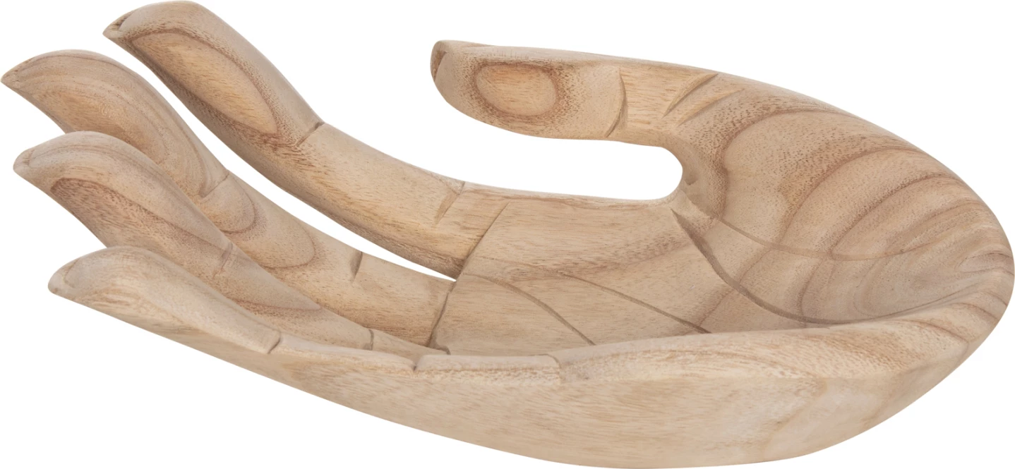 Dekor tavoline dorë e djathtë FH4278R dru i ngurtë albasia ngjyrë natyrale 30x20x10H cm