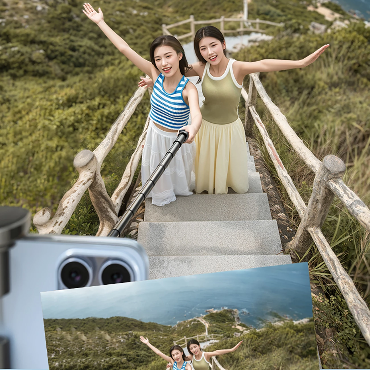 Selfie stick Wozinsky WRZP1 me këmbë që hapen automatikisht, tripod, 1.7m, zi