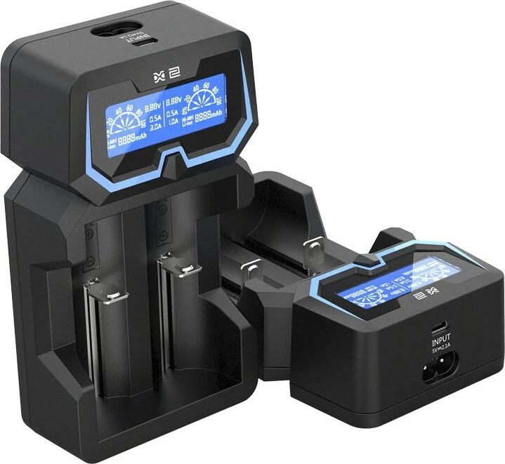 Karikues baterish XTAR X2, për Li-ion 18650, i zi