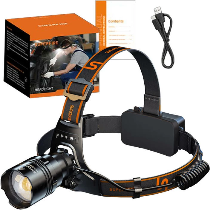 Llambë koke Superfire HL31, 8000 mAh, 2200 lm, IP44, e zezë