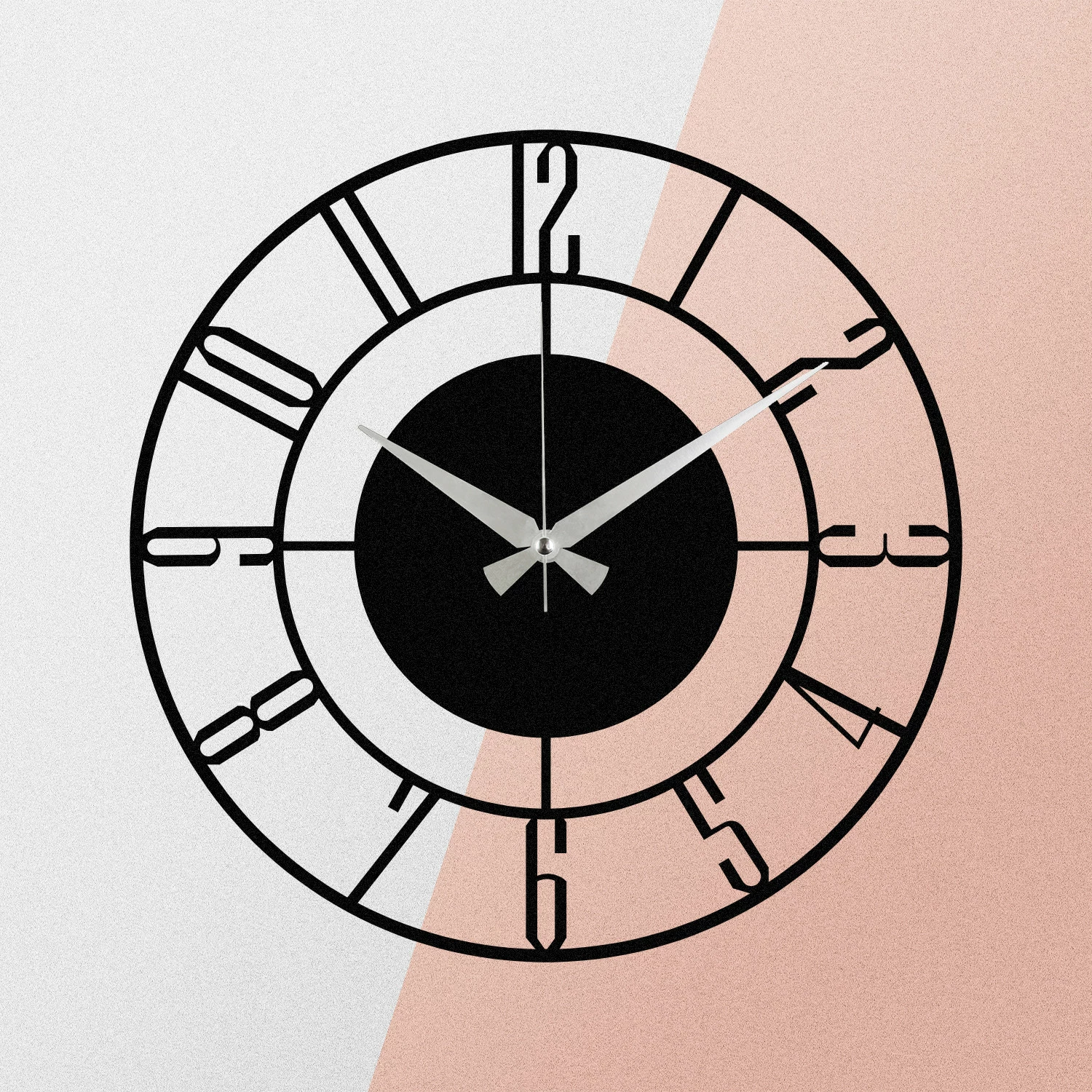 Orë muri dekorative prej metali, Wallity Enzoclock - S011, e zezë, 48x48cm
