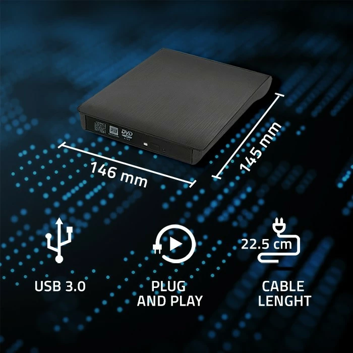 DVD-RW i jashtëm Qoltec 51857, USB 3.0, i zi