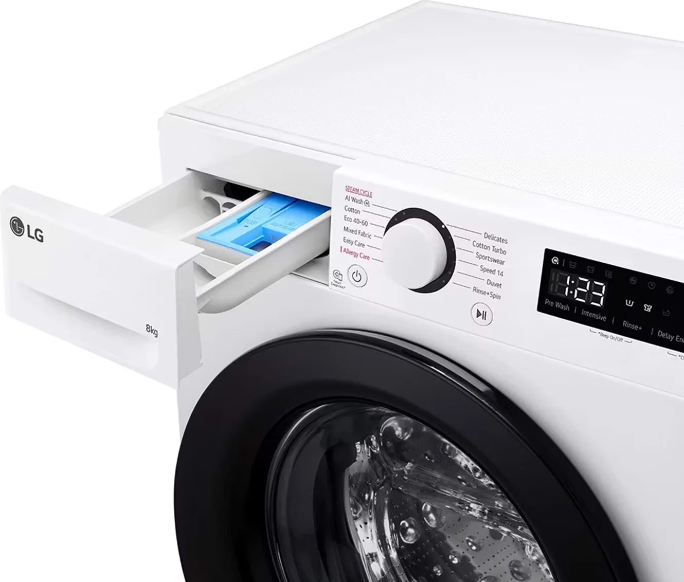 Makinë larëse, LG, F2WR508SBW, 8 kg, 1200 rpm, AI DD, Steam, klasa energjike A, slim, e bardhë