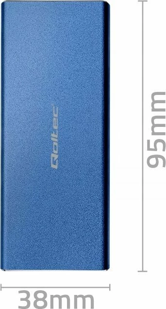 Kasë eksternale për SSD M.2 SATA NGFF Qoltec 51832, USB 3.0 5Gb/s deri 2TB, blu, set me kabllo