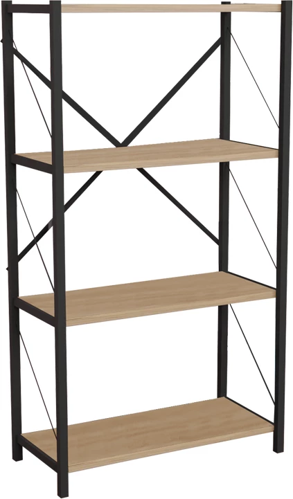 Raft librash Jackrey, melaminë lisi-metal i zi, 60x30x114cm