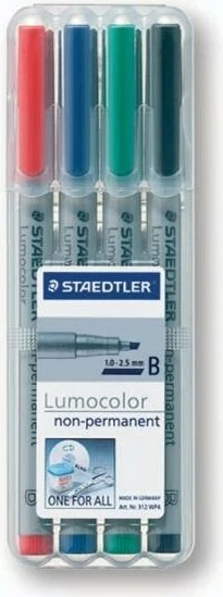 Set lapsa universal STAEDTLER Lumocolor 312 WP4, 4 ngjyra, 1-2.5 mm, gri
