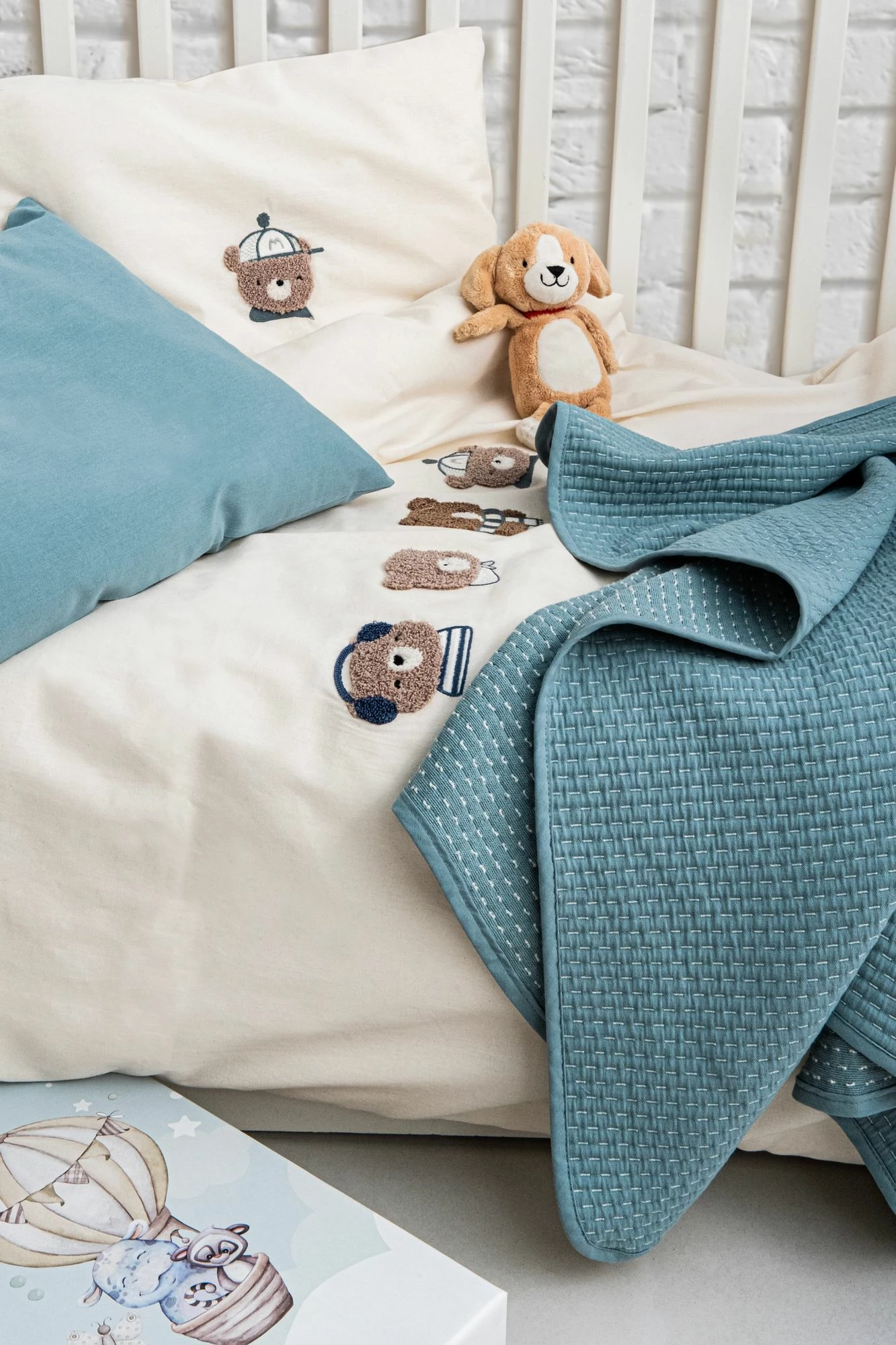 Set mbulesash për krevat fëmijësh, Mr. Bear, ngjyrë turquoise