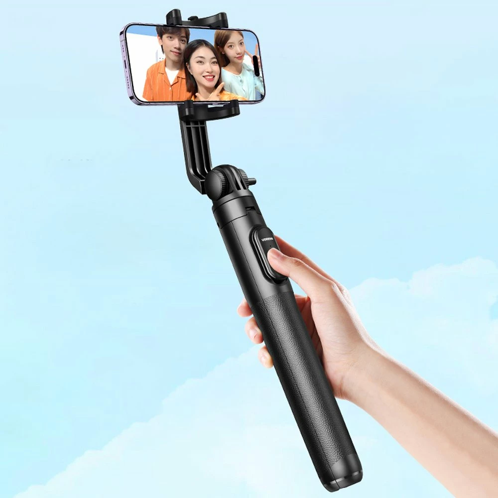 Selfie stick Ugreen LP586 me stativ dhe telekomandë Bluetooth, 1.5m, e zezë