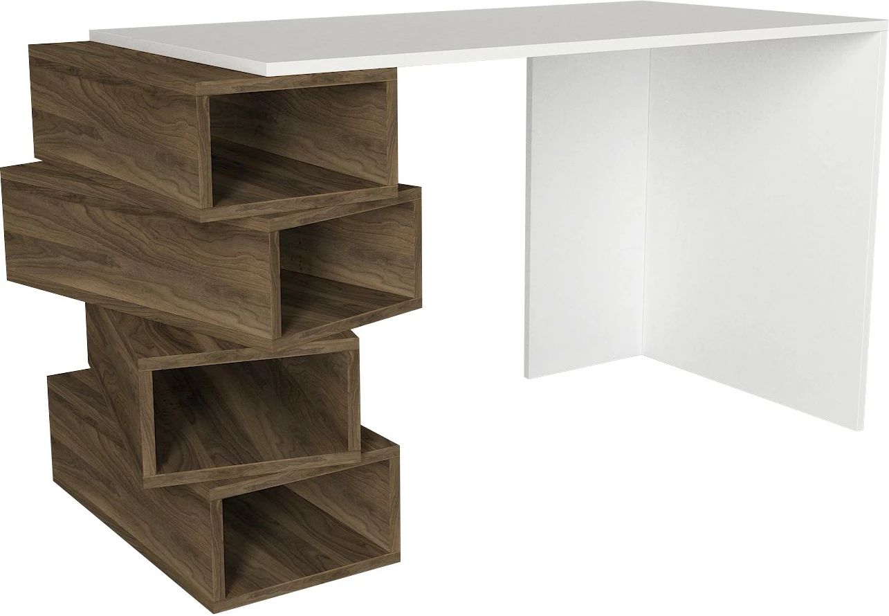 Tavolinë studimi Hanah Home, Jenga, e bardhë dhe arrë