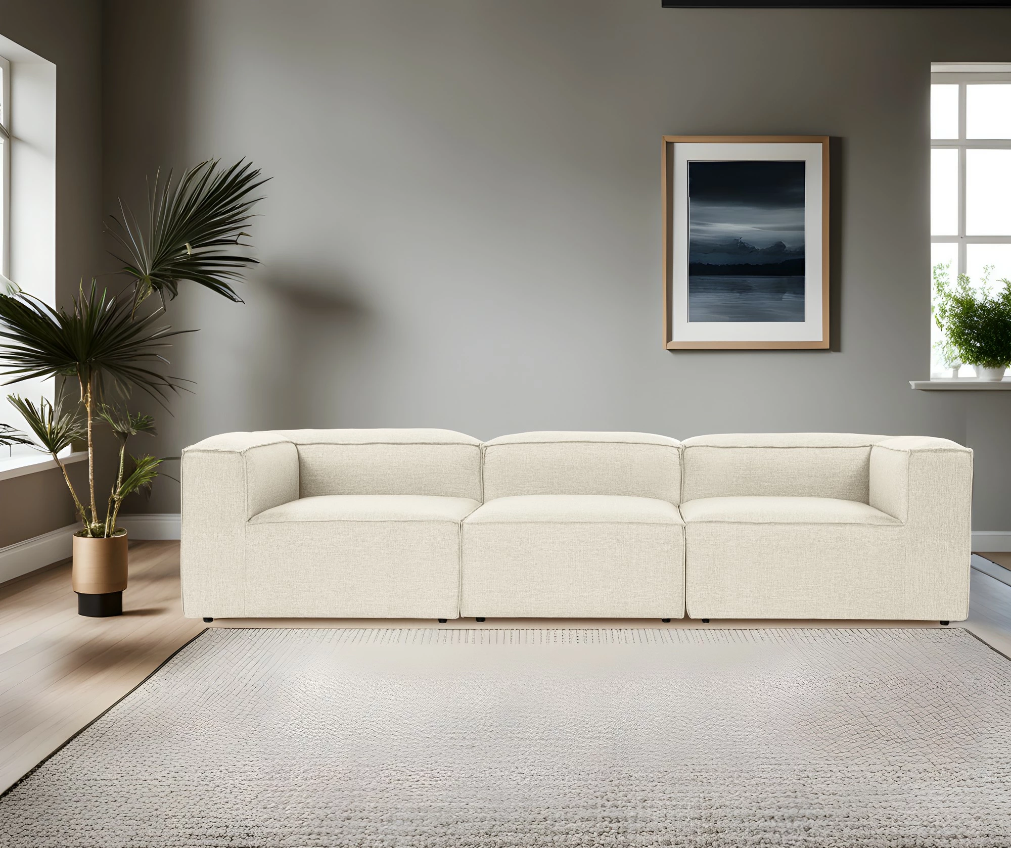 Divan treshe Atelier del Sofa, Fora 3, ngjyrë ecru
