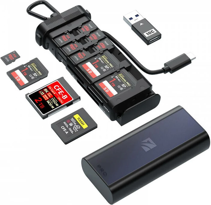 Lexues kartelash Freewell FW-CR02-PRO, CF Express A/B, SD, TF, Nano SIM, USB-C, i zi
