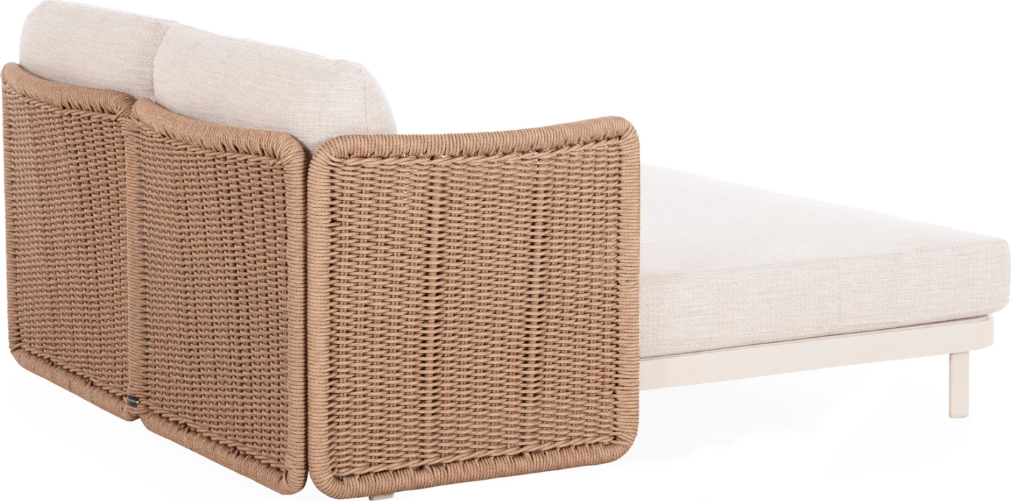 Daybed 2-vendësh DESTINY, alumin ngjyrë fildishi, ratan bezhë, 202x170x73.5cm