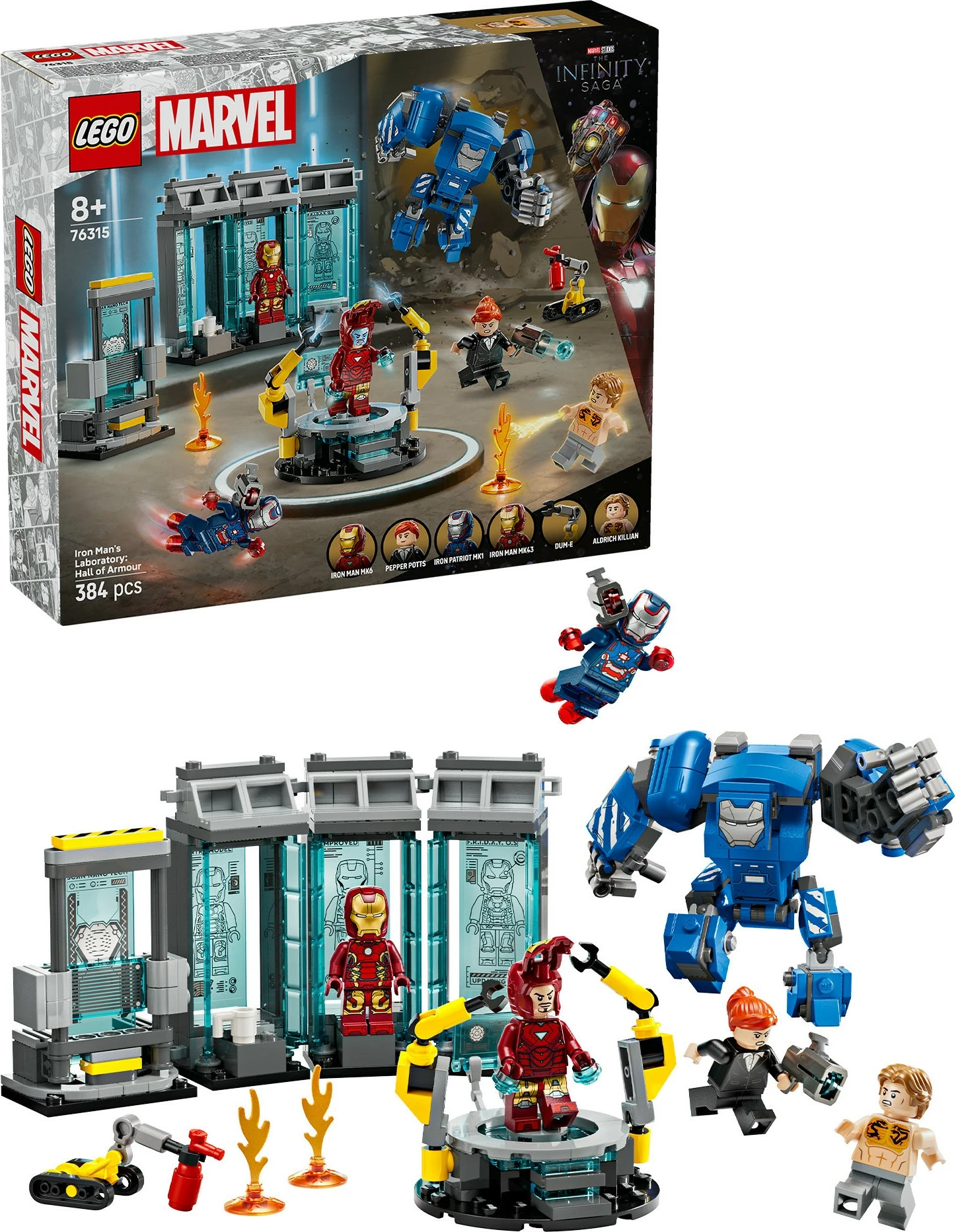 Set ndërtimi LEGO Iron Man's Laboratory: Hall of Armour, 384 pjesë, shumëngjyrësh