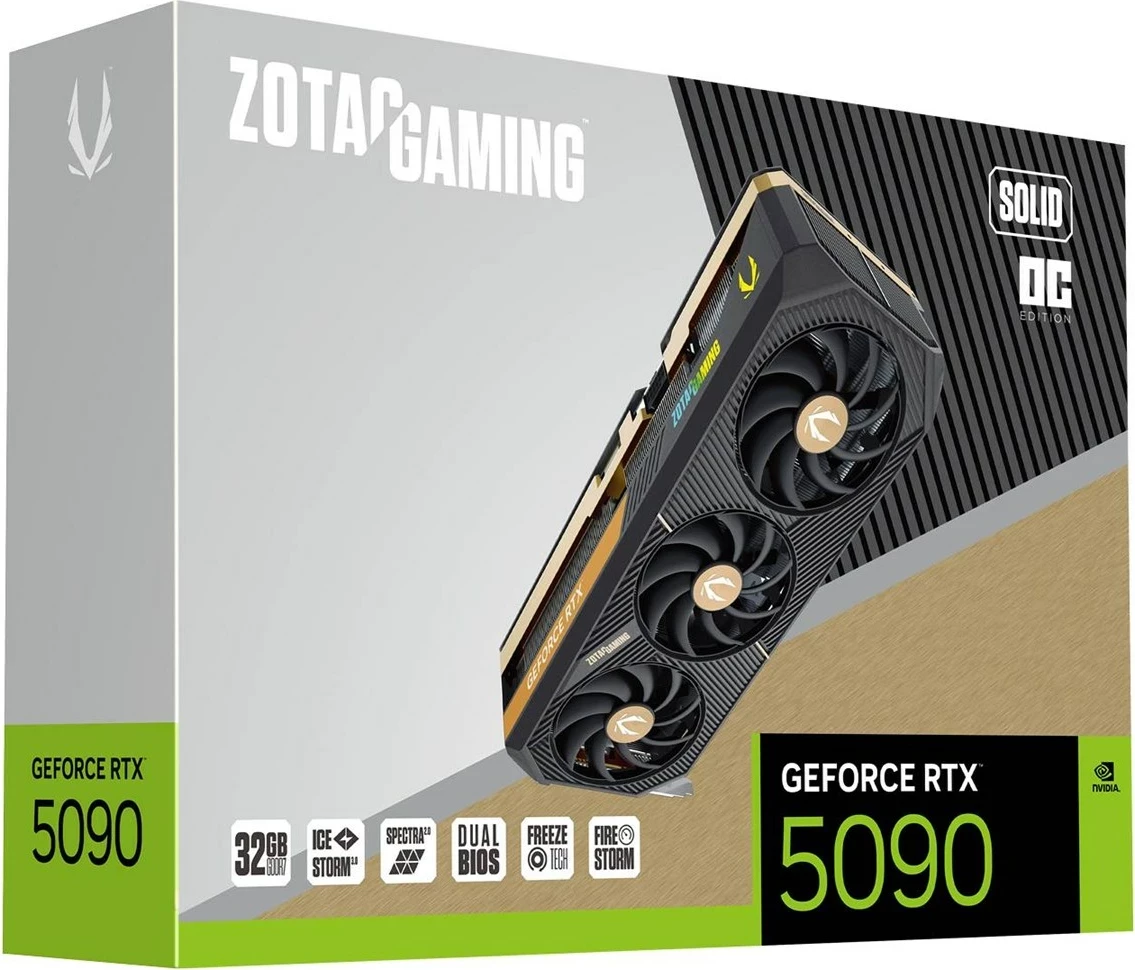 Kartelë grafike ZOTAC GAMING GeForce RTX 5090 SOLID OC, 32 GB GDDR7, e zezë