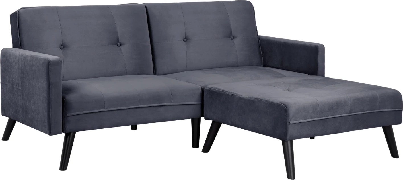 Kënd divani shtrat Livia FH3151.01 kadife gri me këmbë 211x158x83cm