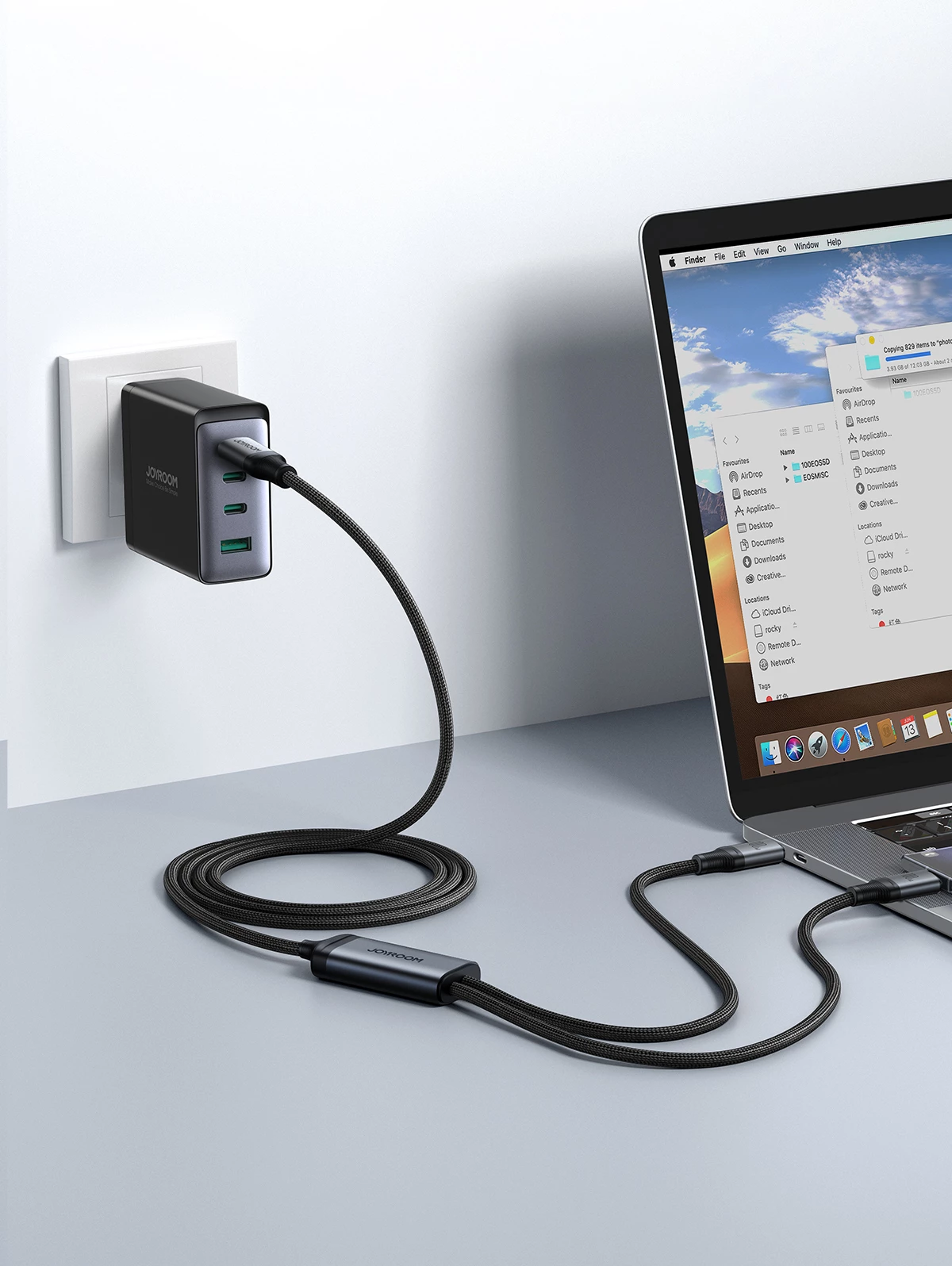 Kabllo karikimi Joyroom Speedy Series S-A21, 2in1 USB-C në USB-C/USB-C, 100W, 1.5m, e zezë