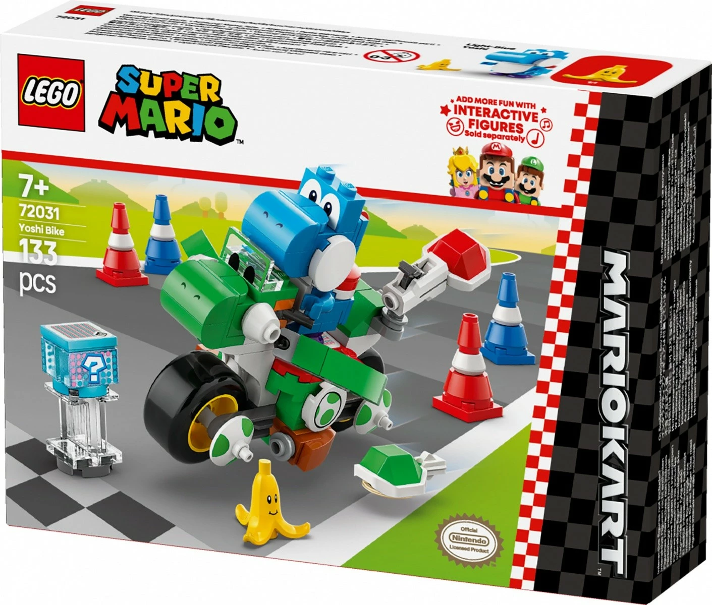 Set ndërtimi LEGO Super Mario Mario Kart Yoshi Bike 72031, 133 pjesë, me Light-Blue Yoshi