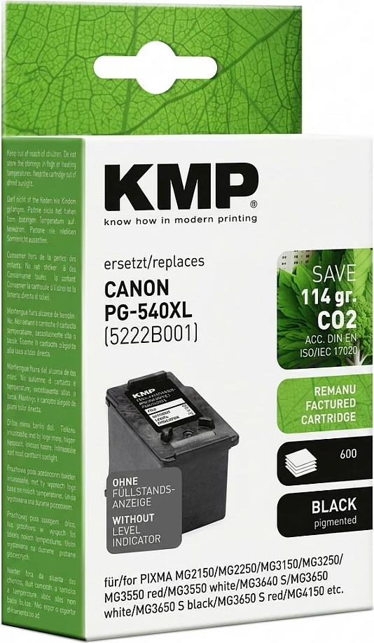 Toner KMP C87 për Canon PG-540XL (5222B001), 600 faqe, i zi