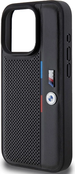 Mbështjellës BMW Perforated Tricolor Line për iPhone 15 Pro Max, i zi