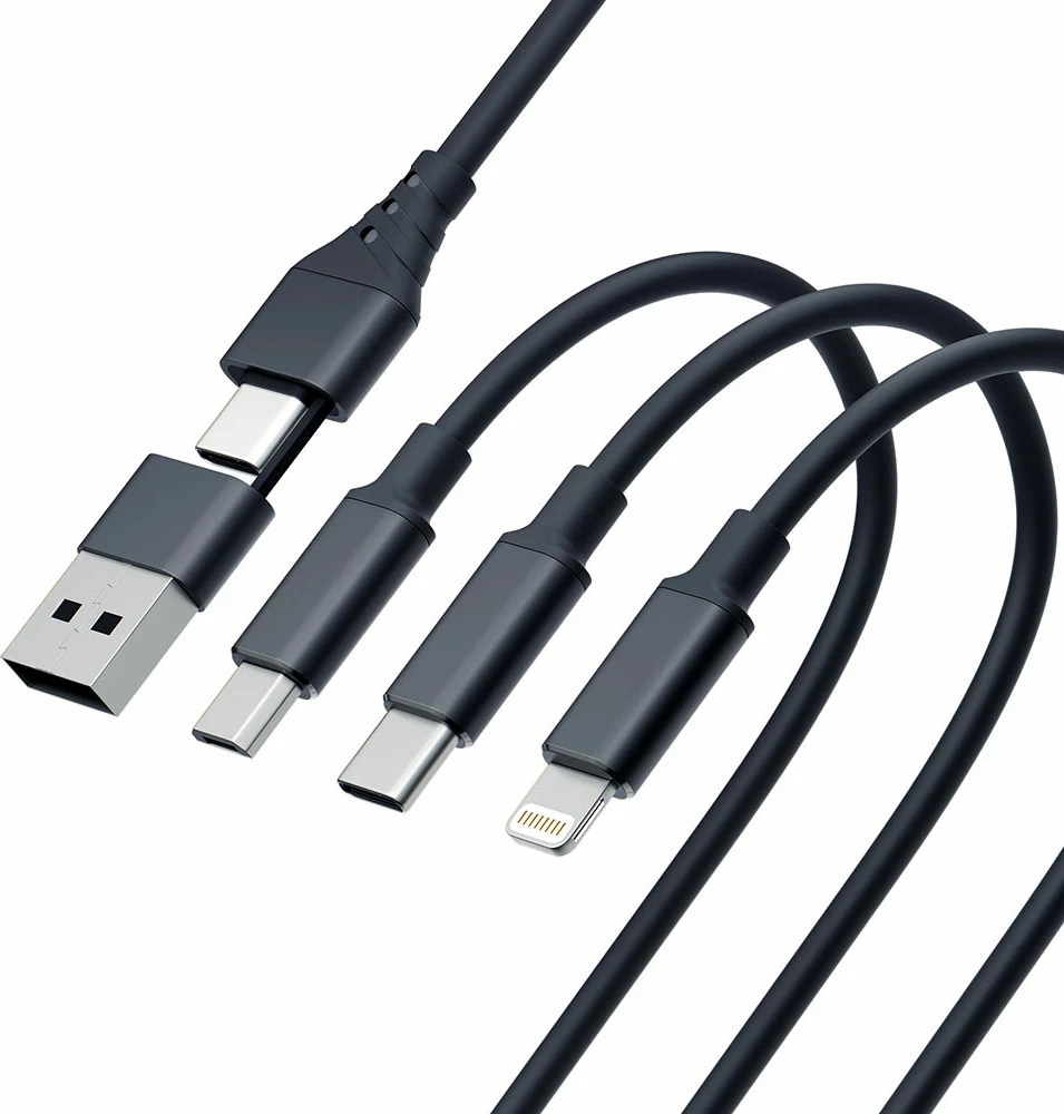 Kabllo 3in1 3mk Hyper Cable, 1.5m, USB-A në USB-C/Micro USB/Lightning, e zezë