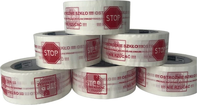 Shirit ngjitës BESTPAK me printim "Kujdes xhami", 48x100m, 6 copë