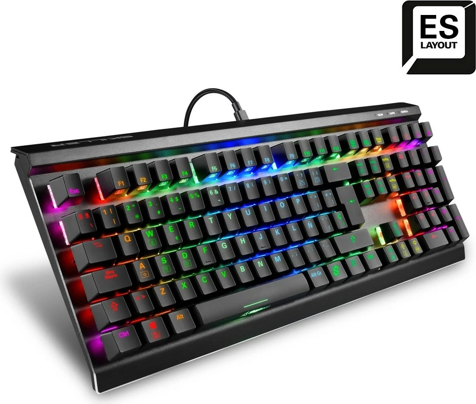 Tastierë mekanike Sharkoon SKILLER SGK60, RGB, ES Layout, Kailh Box Brown, e zezë