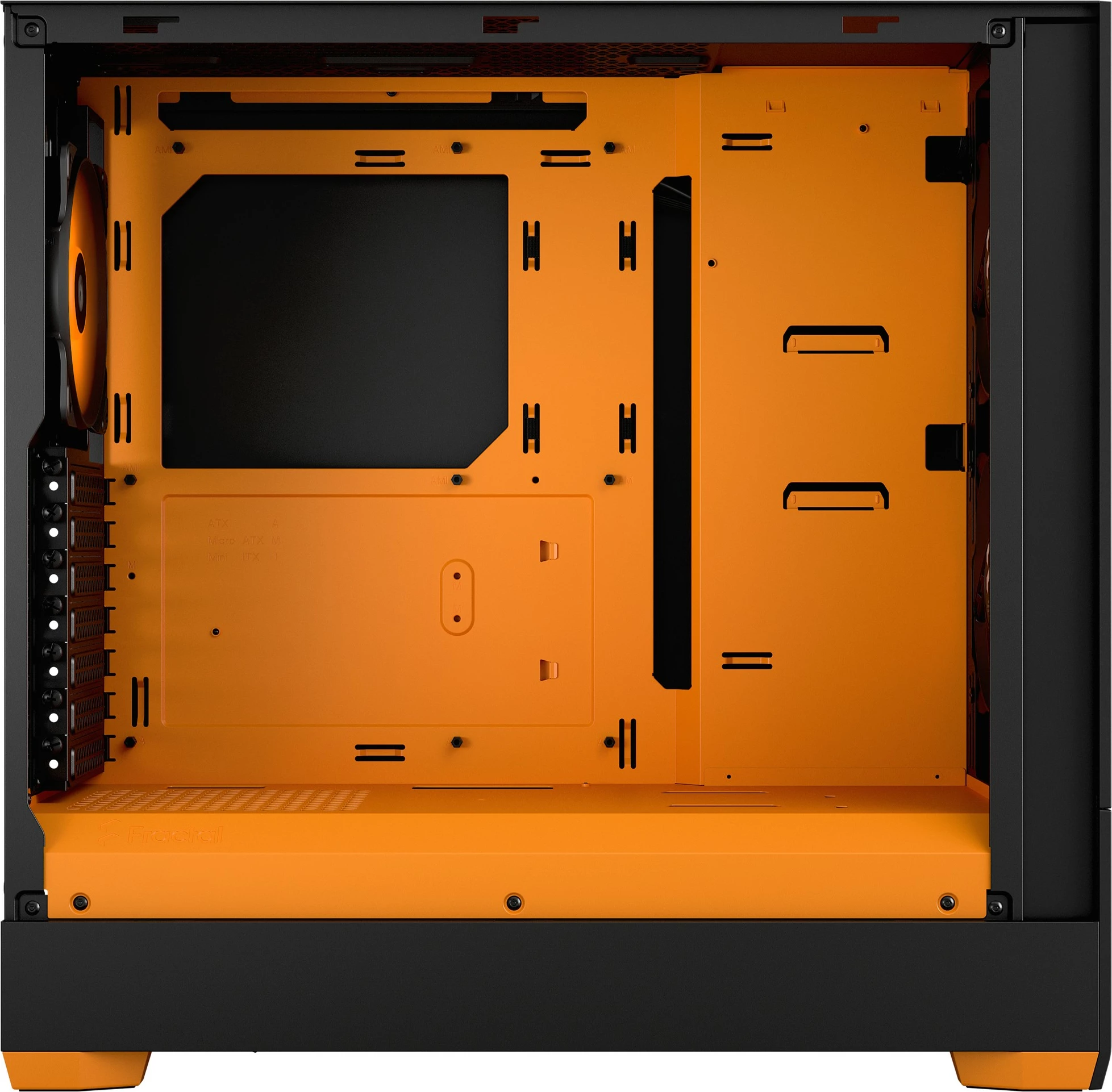 Kasë Fractal Design Pop Air RGB Orange Core TG Clear Tint, midi tower, xham i temperuar, RGB, e zezë/portokalli