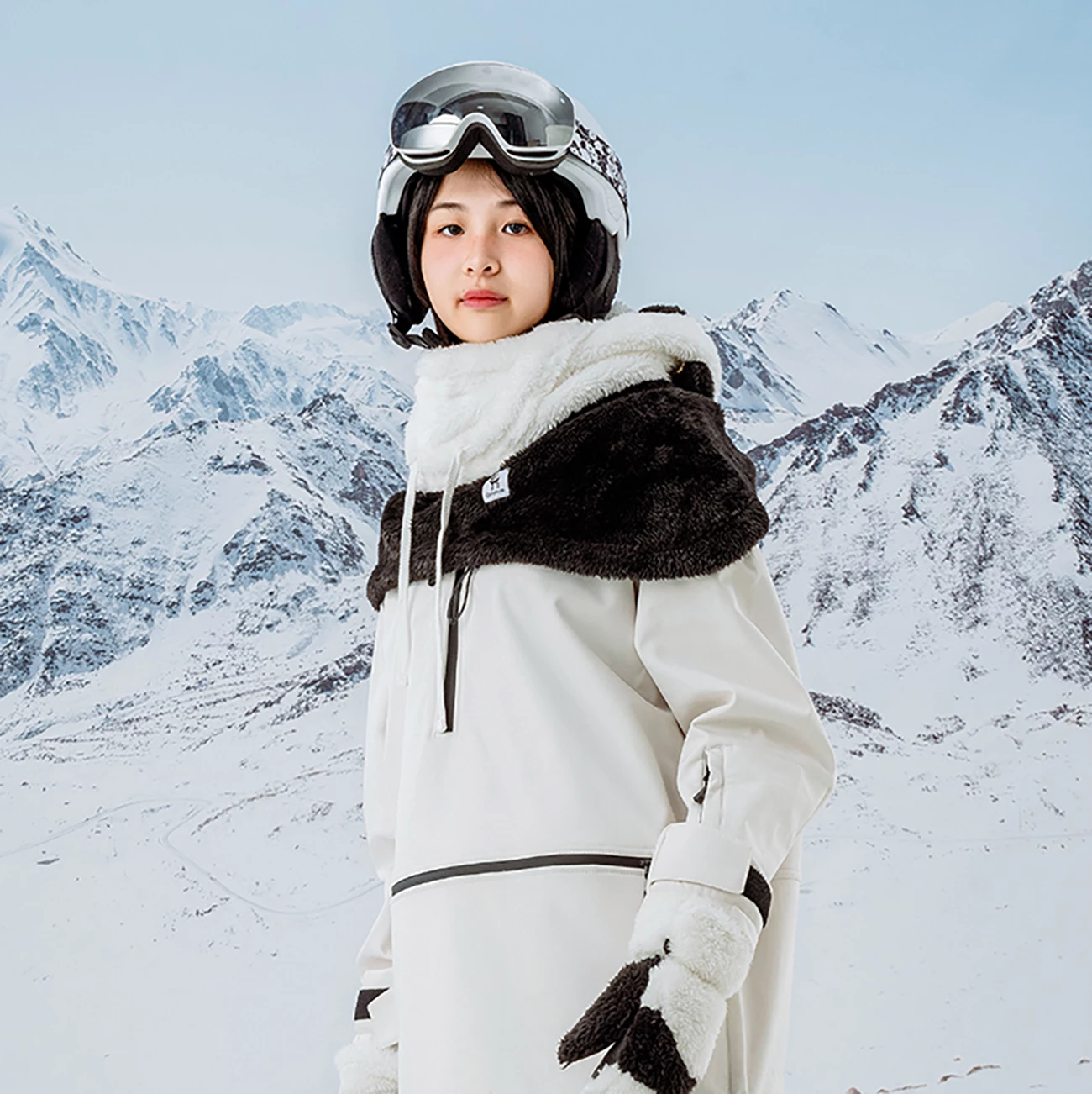 Balaklavë ski Qunature Panda, për fëmijë/të rritur, M, e zezë/e bardhë