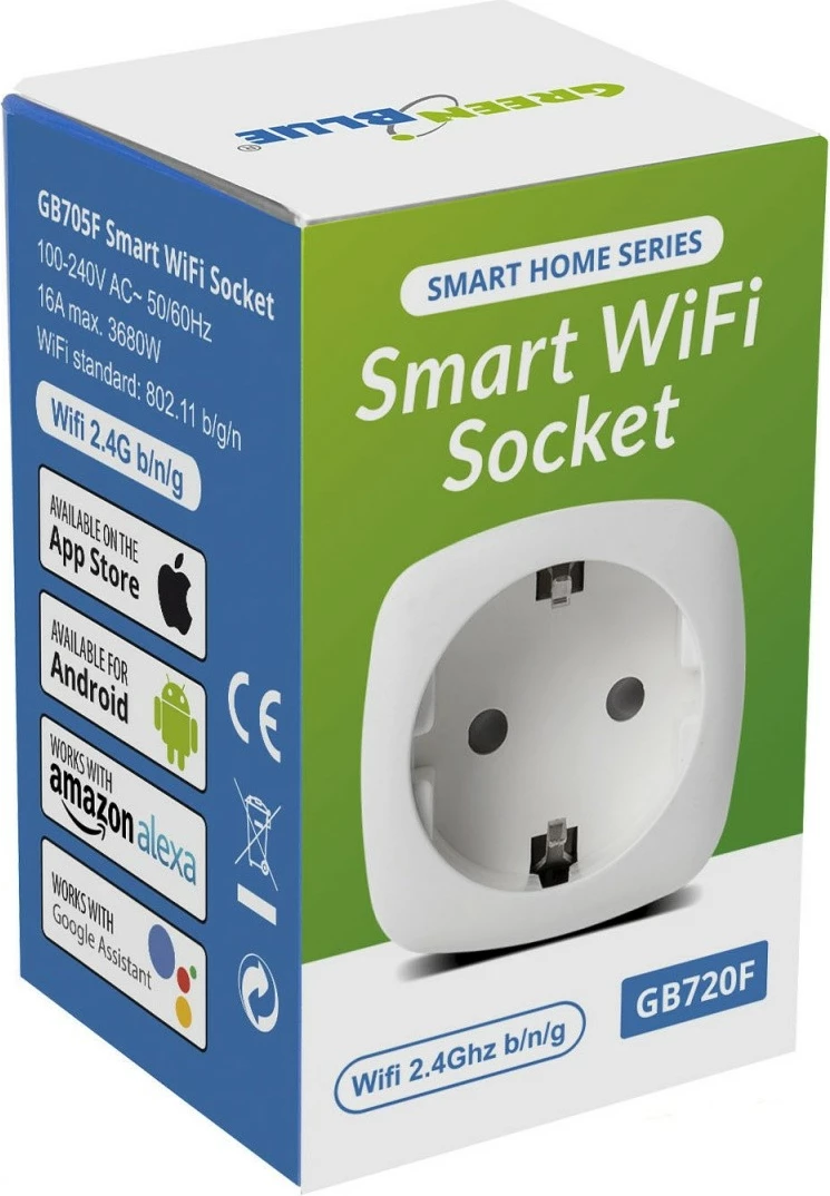 Prizë smart GreenBlue GB720F, WiFi, kontroll me aplikacion, matje energjie, e bardhë
