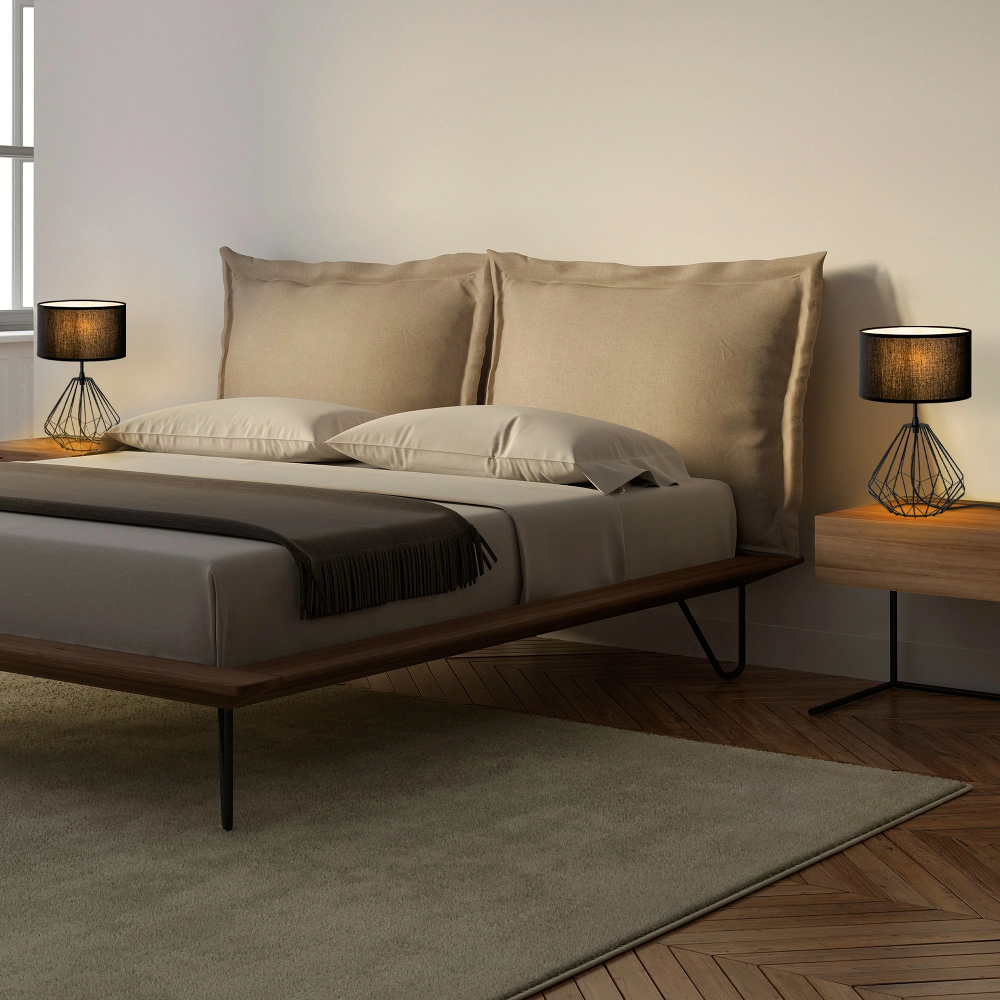 Set llambash tavoline, Opviq Diamond, S-705, 2 copë, ngjyrë e zezë