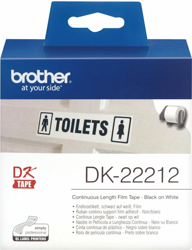 Rrotullë etikete Brother DK-22212, 62mm x 15.24m, e bardhë me të zezë