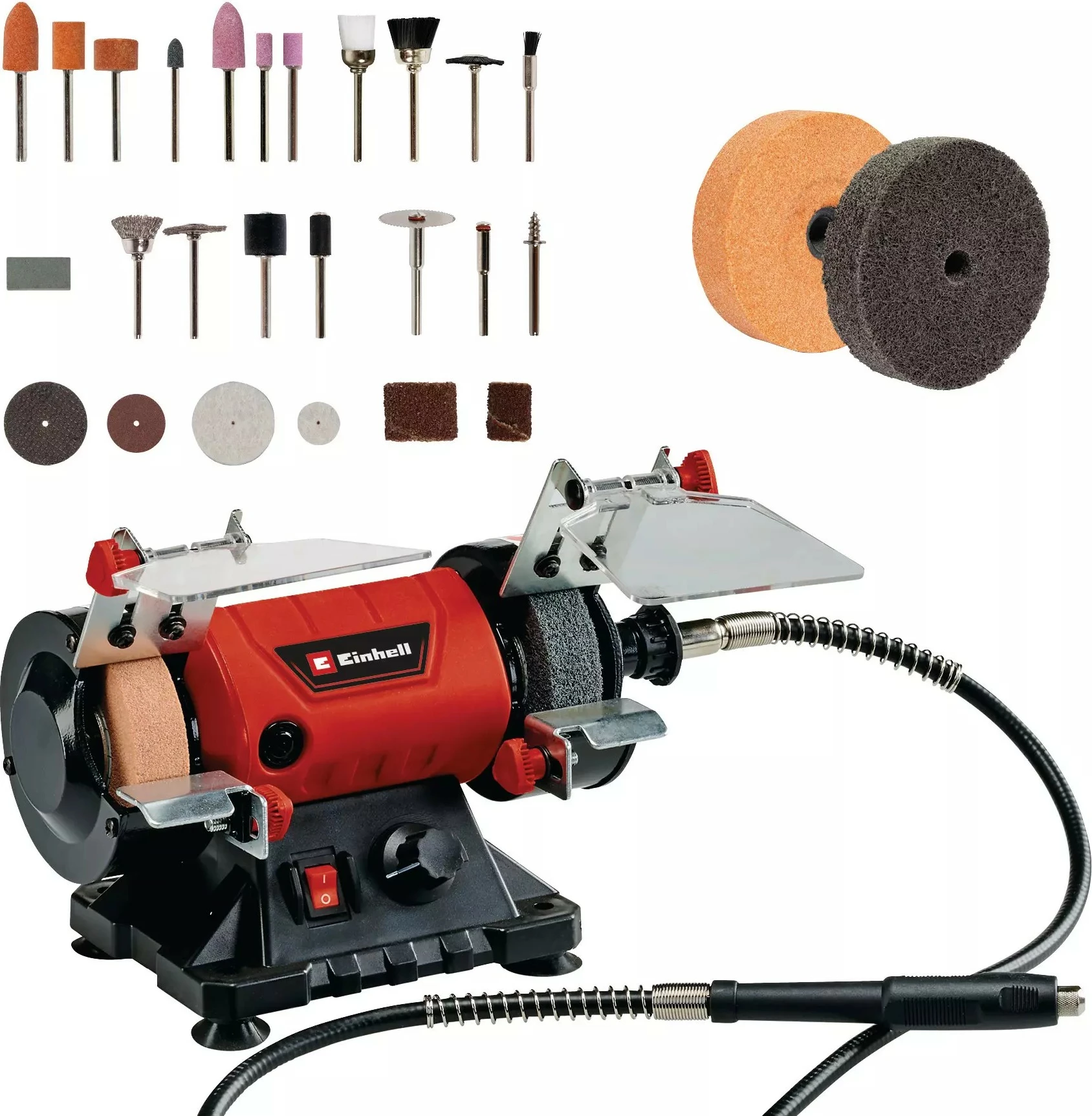 Makineri bluarëse Einhell TC-XG 75 Kit, 7.5 cm, me bosht fleksibil, e kuqe