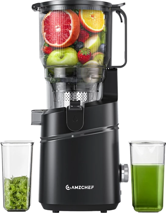 Shtrydhëse e ngadaltë AMZCHEF SJ-036CBK 250W, hopper 2.5L, enë lëngu 1.8L, cold press, e zezë