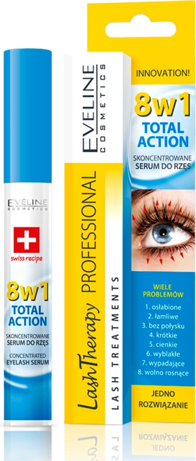 Serum për qerpikë Eveline Cosmetics Lash Therapy Professional 8w1 Total Action për femra 8x10ml