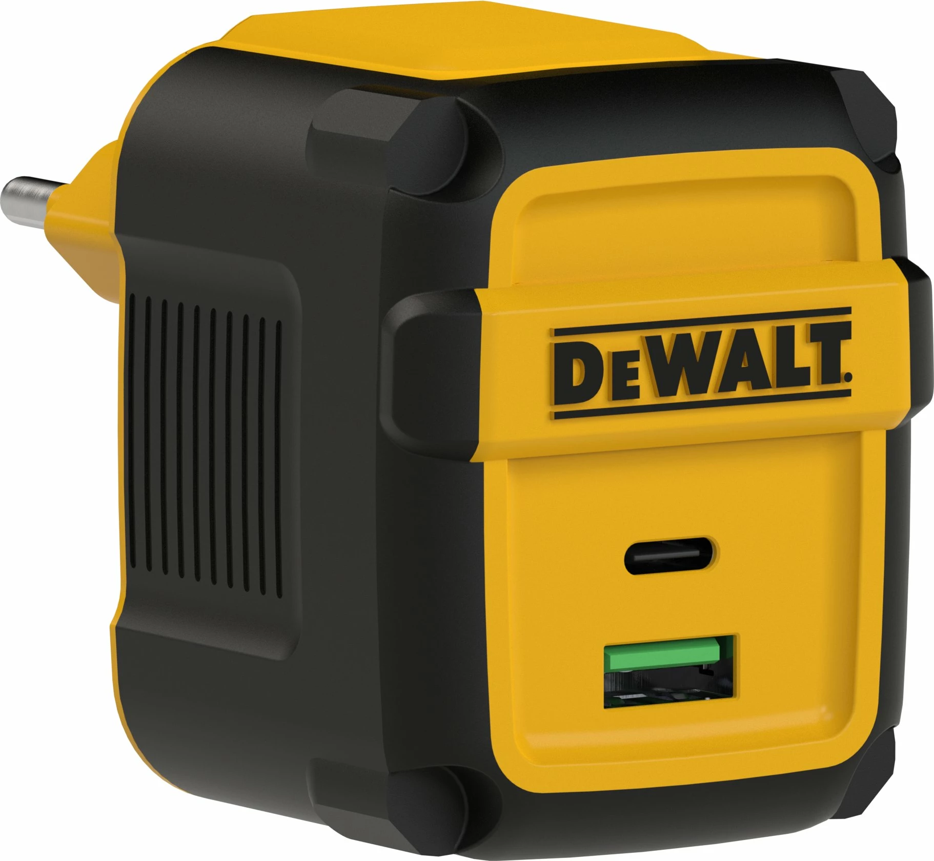 Karikues rrjeti DeWalt DXMA131-0873-DWG 49.5W, 1x USB-A + 1x USB-C, i verdhë