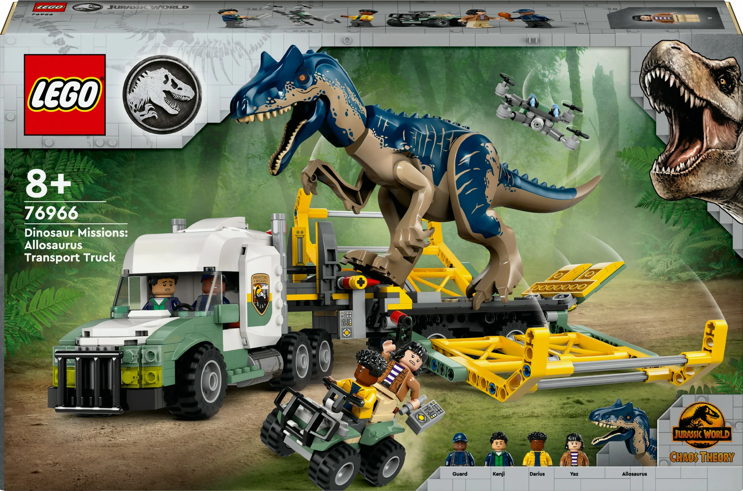 Set ndërtimi LEGO Jurassic World 76966, Allosaurus Transporter, 588 pjesë, multikolor