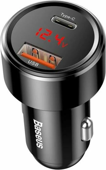 Karikues për veturë Baseus BS-C20C 45W 6A 1x USB-A 1x USB-C, i zi