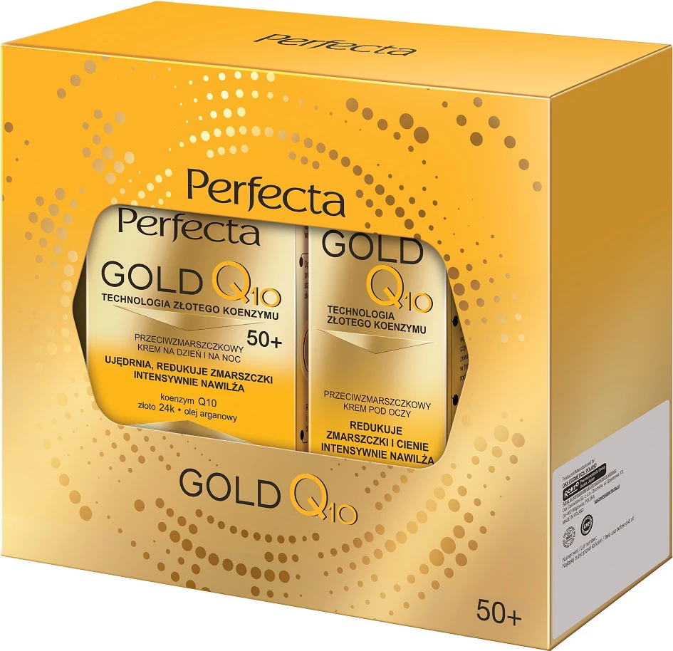 Set krem për fytyrë dhe sy për femra Perfecta Gold Q10 Anti-Wrinkle 50+, 50ml + 15ml