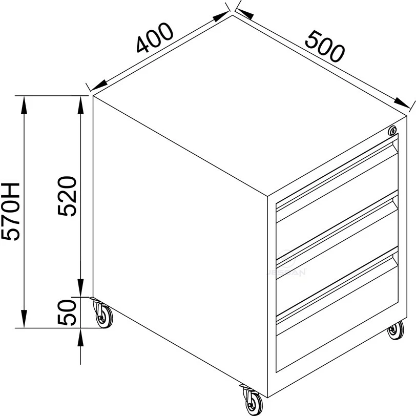 Sirtar metalik me 3 ndarje, ngjyrë gri e çelët, Skye Decor, Js1019