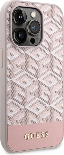 Mbështjellës Guess GCube Stripes MagSafe për iPhone 14 Pro 6.1", Rozë