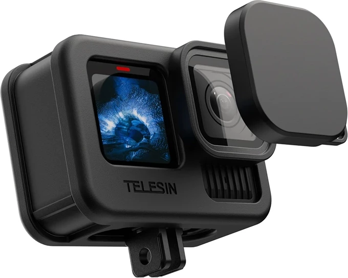 Mbështjellës silikon Telesin S6-PTC-010-TGP, për GoPro Hero 13/12/11, trashësi 2 mm, me rrip 55 cm dhe karabinë