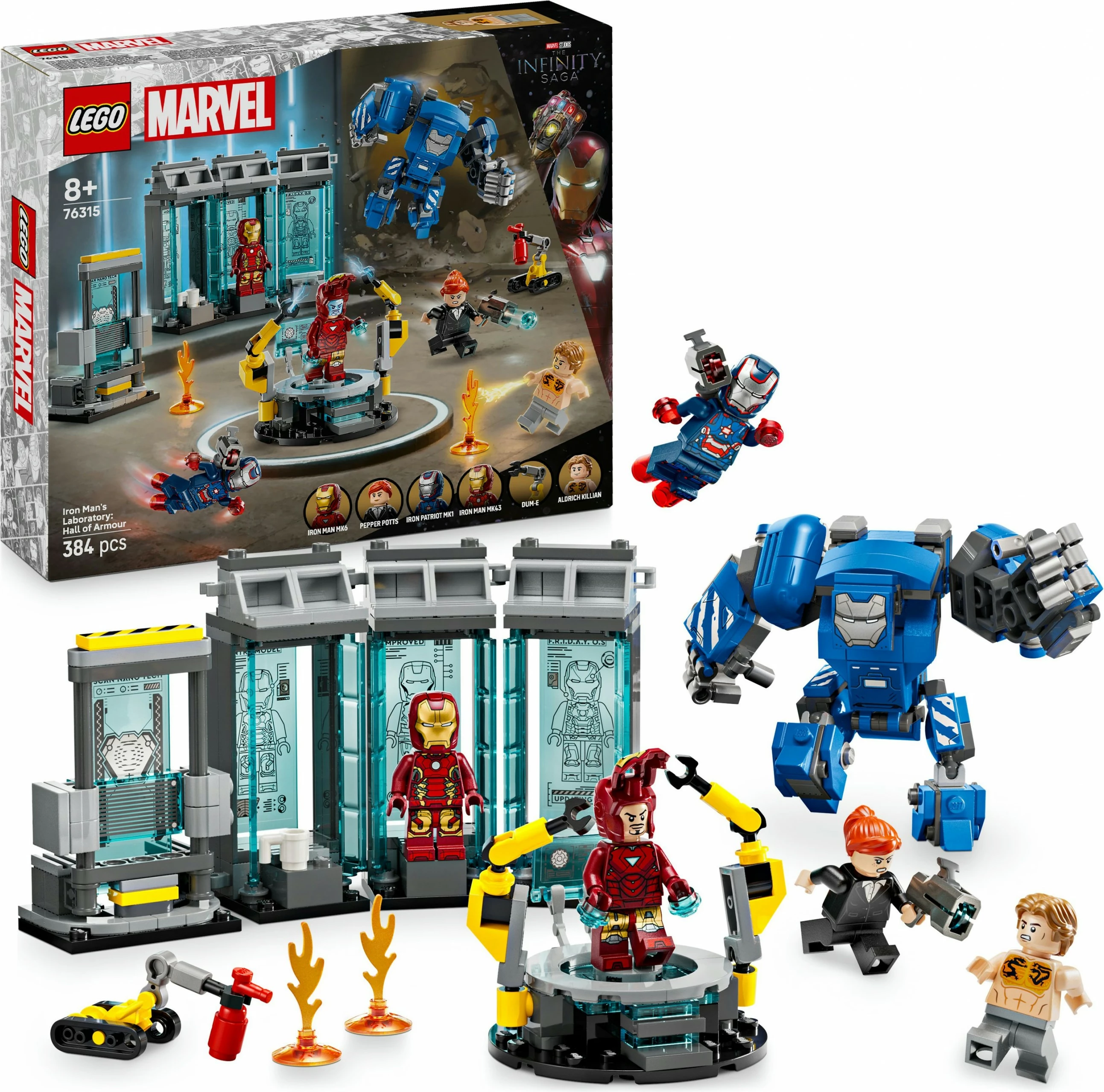 Set ndërtimi LEGO Iron Man's Laboratory: Hall of Armour, 384 pjesë, shumëngjyrësh