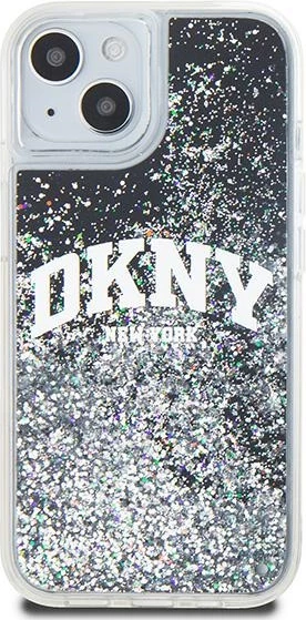 Mbështjellës DKNY Liquid Glitter Big Logo për iPhone 15 Plus / 14 Plus, i zi
