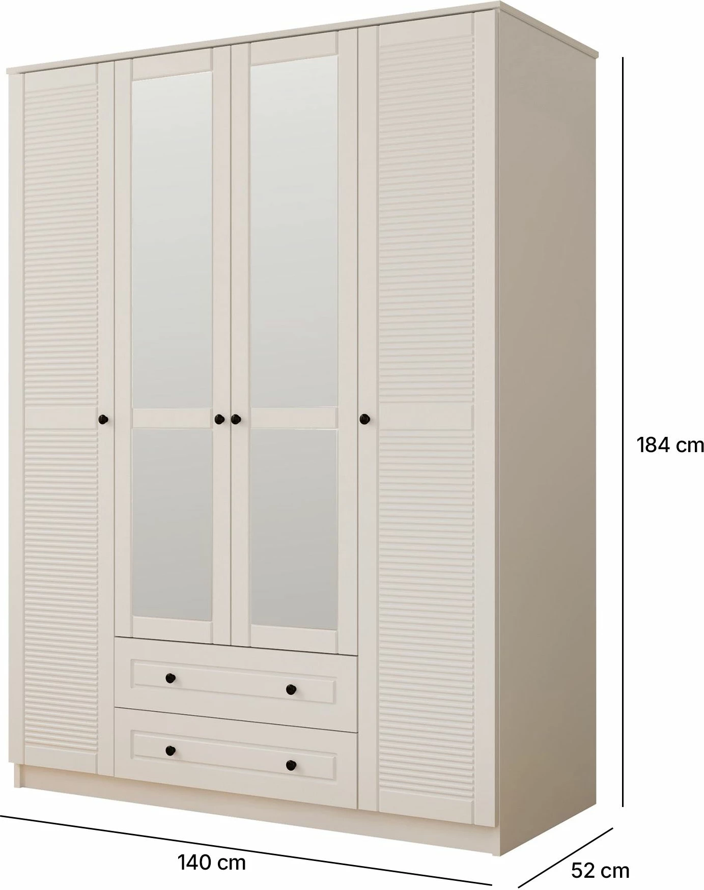 Dollap garderobe Skye Decor, ngjyrë e bardhë mat, Rb-063-03