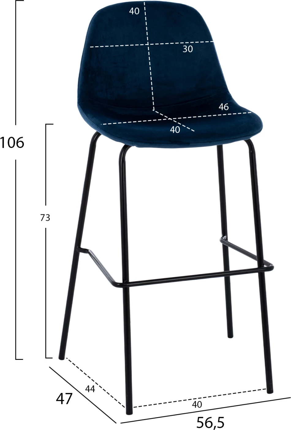 Set karrige për bar FH8579.18, 56,5x47x106 cm, 4 copë