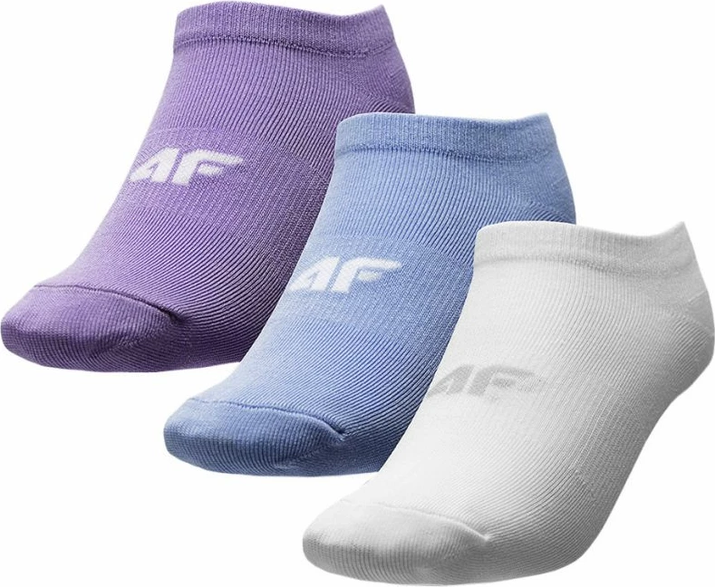 Çorape për vajza 4F, të bardha me ngjyra, për stërvitje dhe përdorim të përditshëm