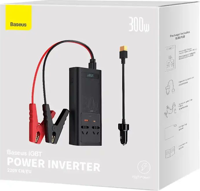 Inverter energjie për veturë Baseus CGNB0101, 300W, 220V, e zezë