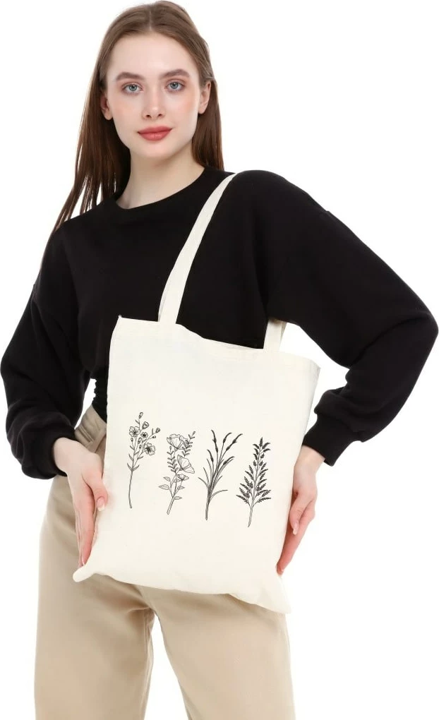 Torbë tote Zoozie Bags, krem, 35x40cm